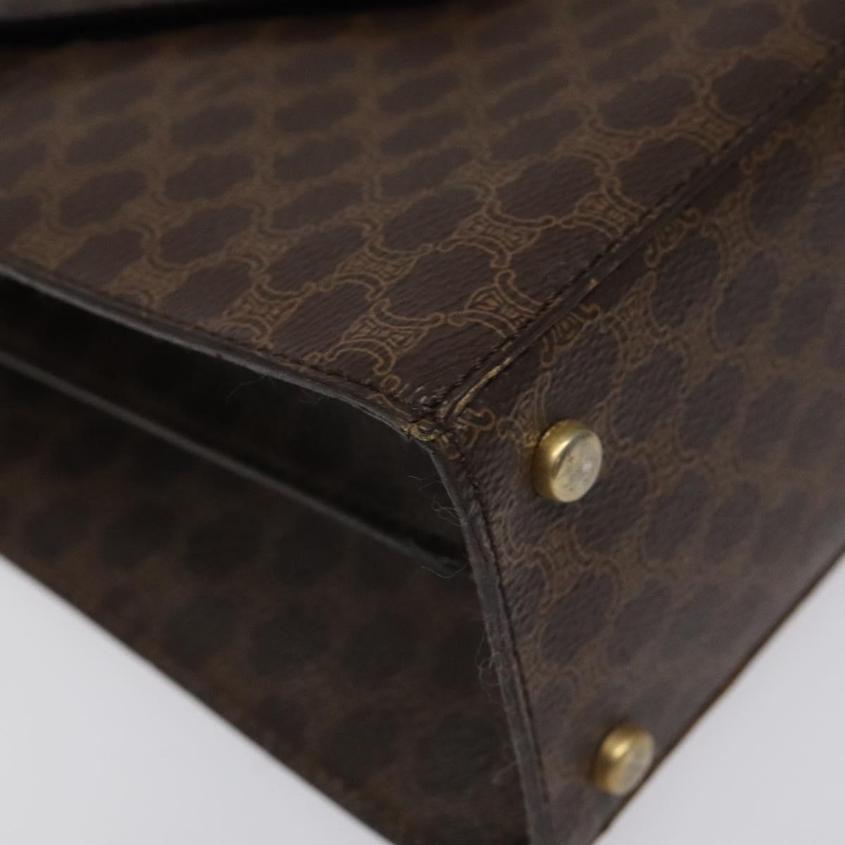 CELINE Macadam Canvas Shoulder Bag PVC Leather Brown Gold Auth MX221