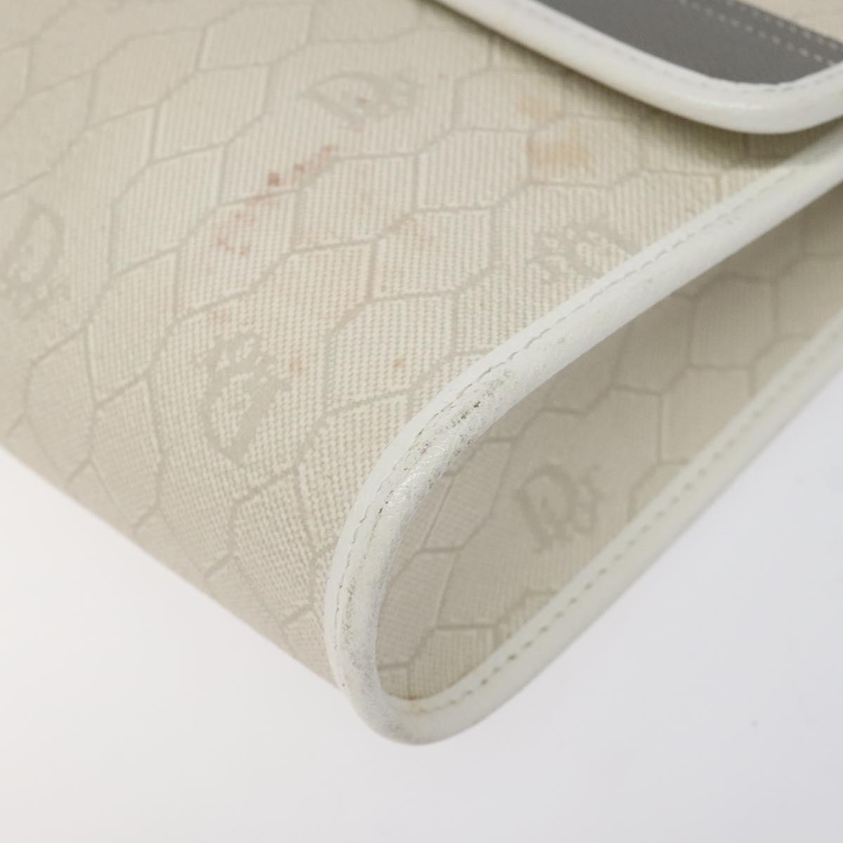 Christian Dior Honeycomb Canvas Shoulder Bag PVC White Auth MX224