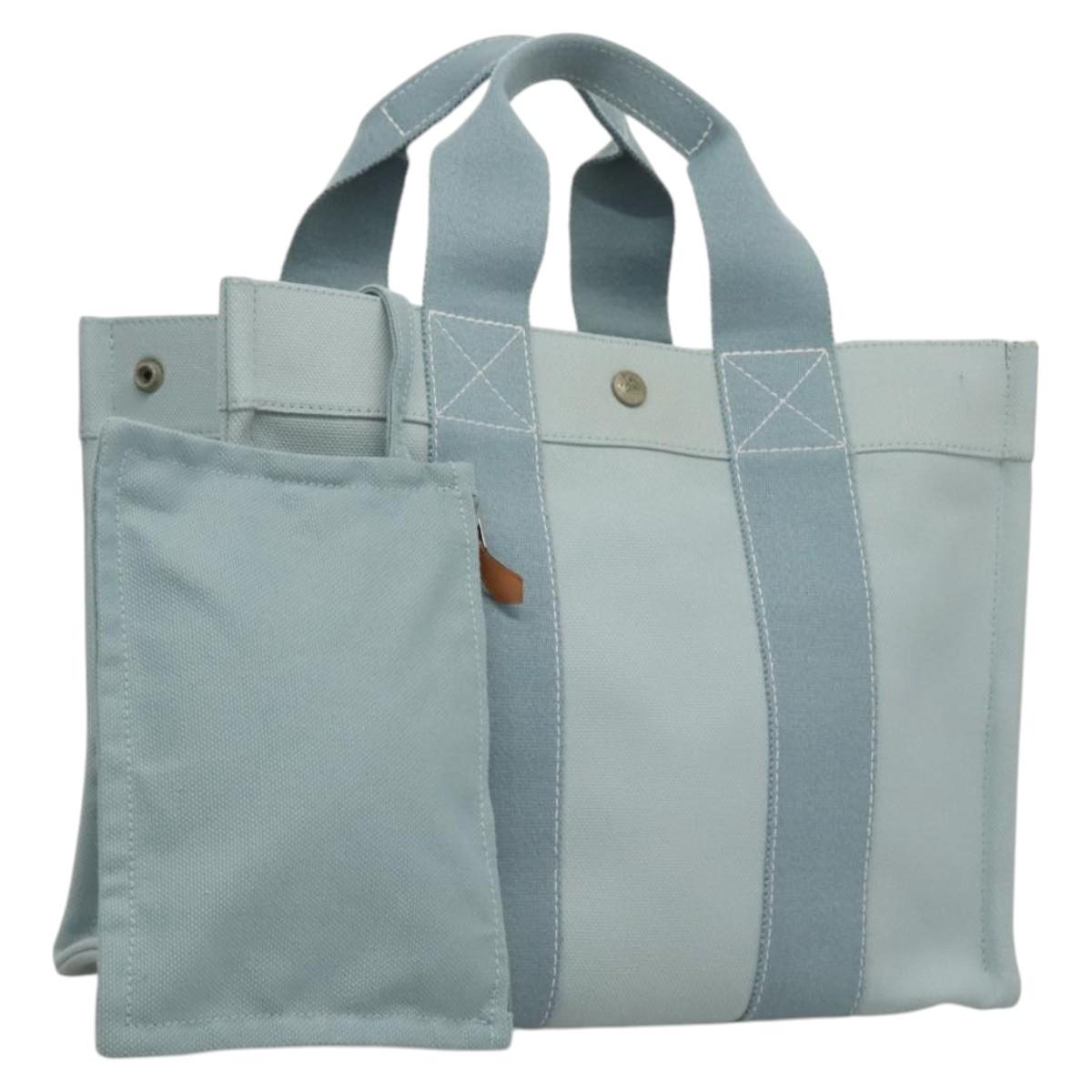 HERMES Bora Bora PM Tote Bag Canvas Light Blue Auth MX234