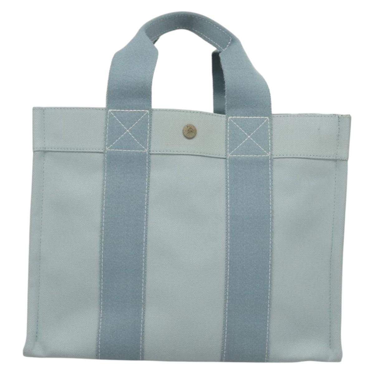 HERMES Bora Bora PM Tote Bag Canvas Light Blue Auth MX234