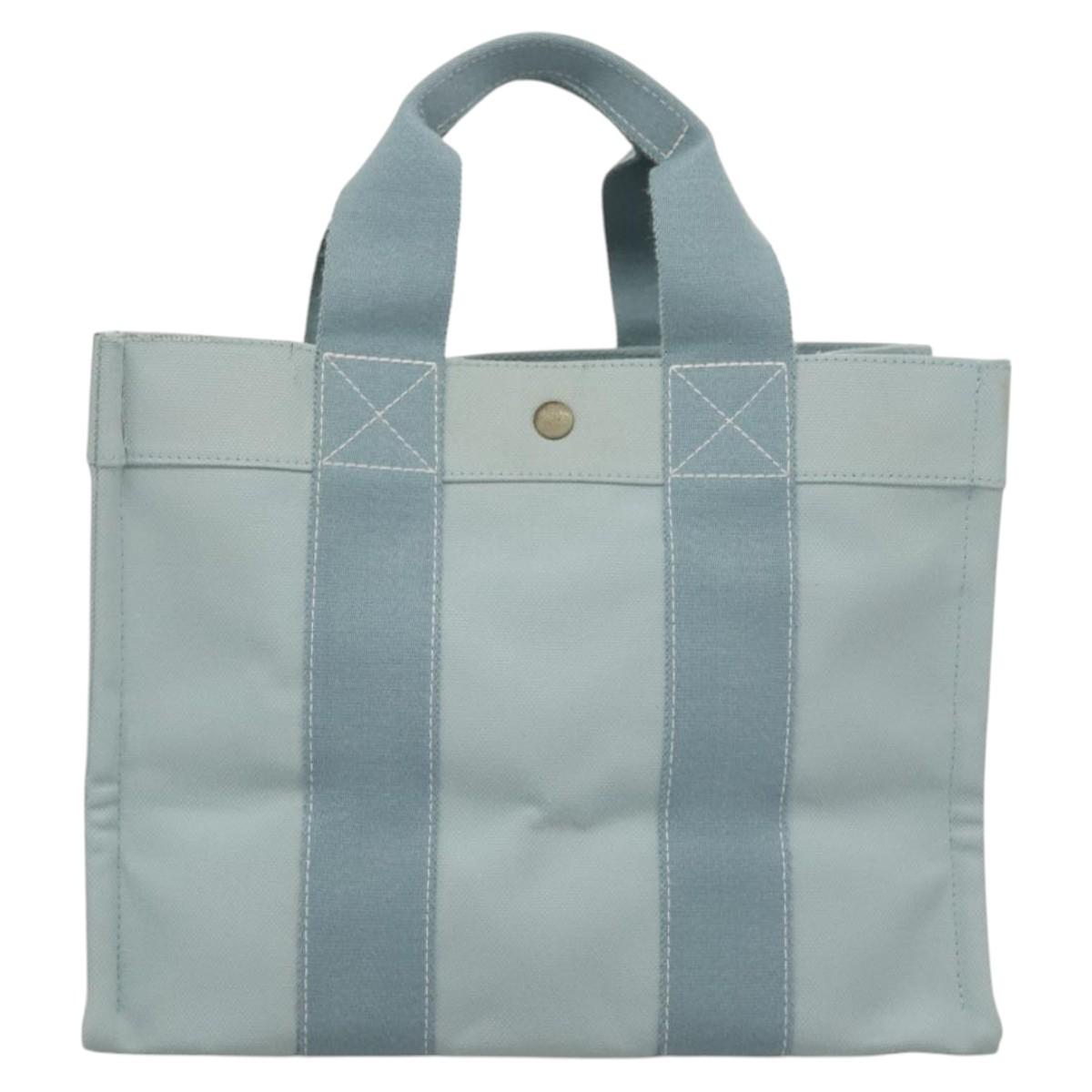 HERMES Bora Bora PM Tote Bag Canvas Light Blue Auth MX234