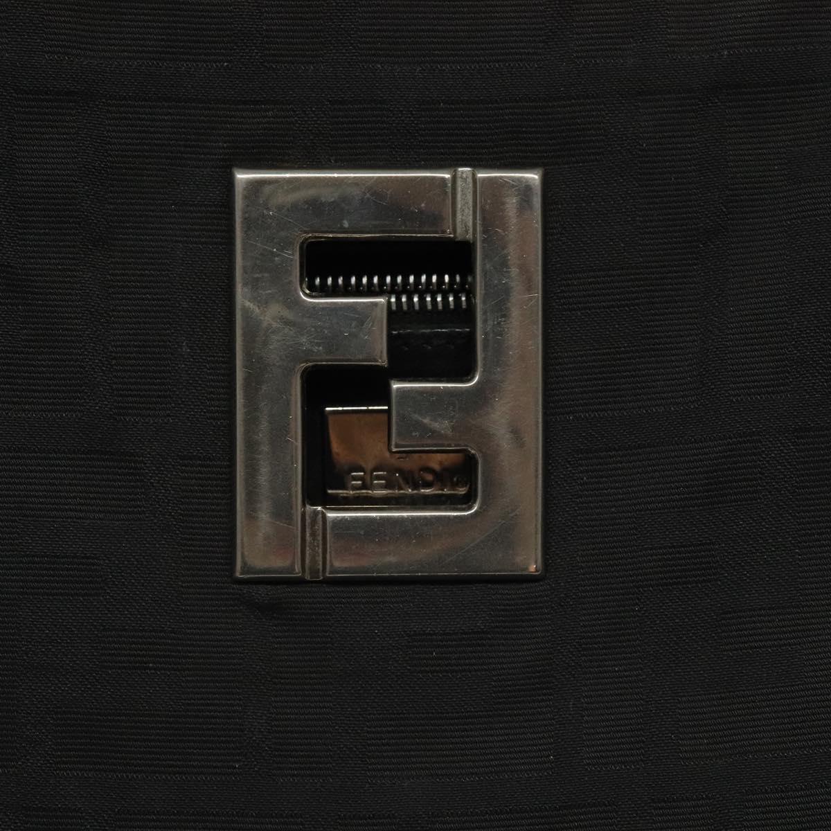 FENDI Zucca Canvas Shoulder Bag Black Auth MX235