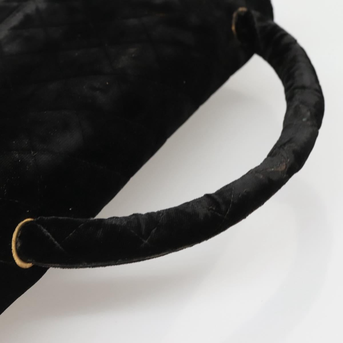 CHANEL Matelasse Hand Bag Velor Black Gold CC Auth MX239