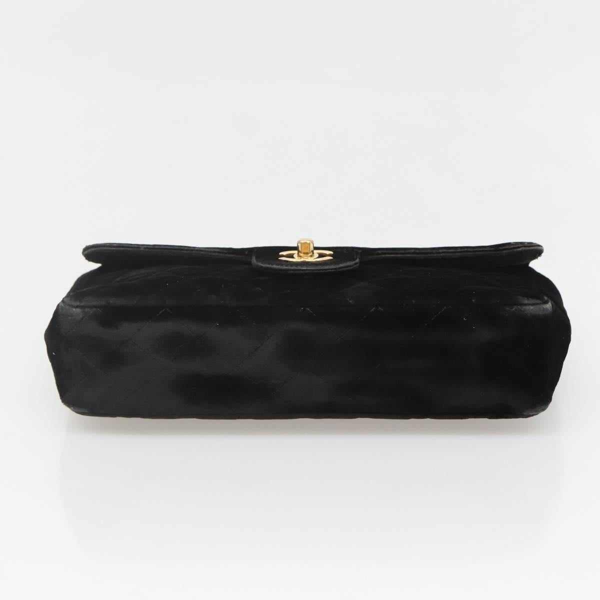 CHANEL Matelasse Hand Bag Velor Black Gold CC Auth MX239