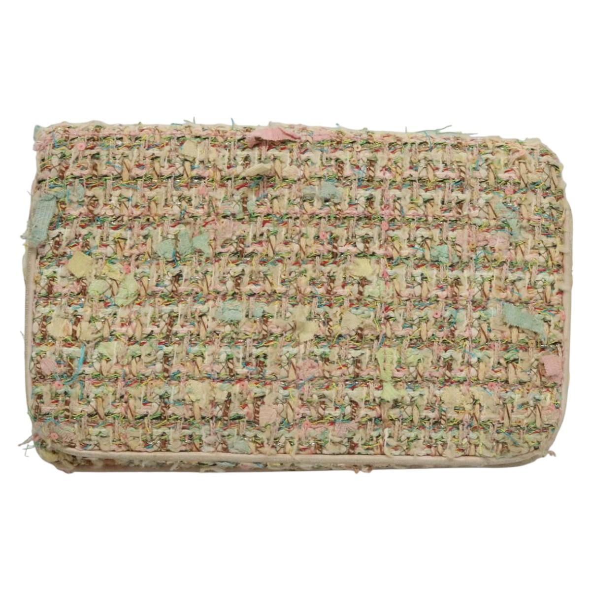 CHANEL Chain Shoulder Bag tweed Pink CC Auth MX268