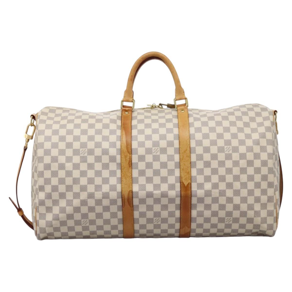 LOUIS VUITTON Damier Azur Keepall Bandouliere 55 Boston Bag N41429 Auth MX269