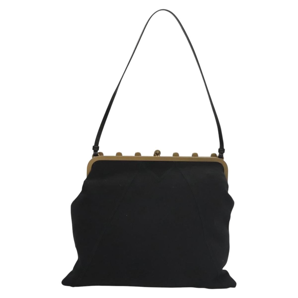 Miu Miu Shoulder Bag Leather Black Gold Auth MX290