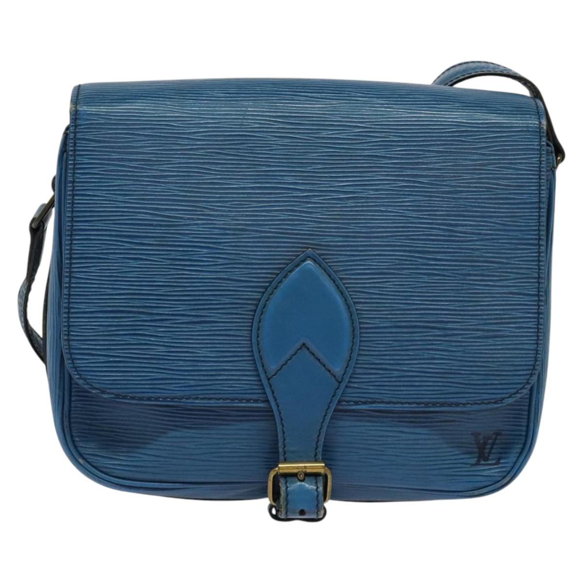 LOUIS VUITTON Epi Cartouchiere MM Shoulder Bag Blue M52245 LV Auth MX305