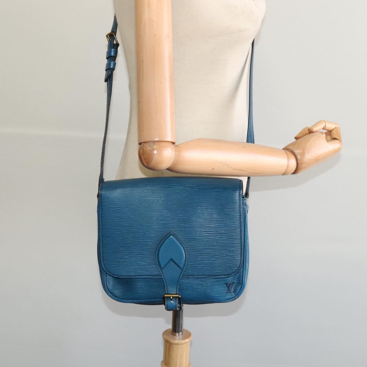 LOUIS VUITTON Epi Cartouchiere MM Shoulder Bag Blue M52245 LV Auth MX305