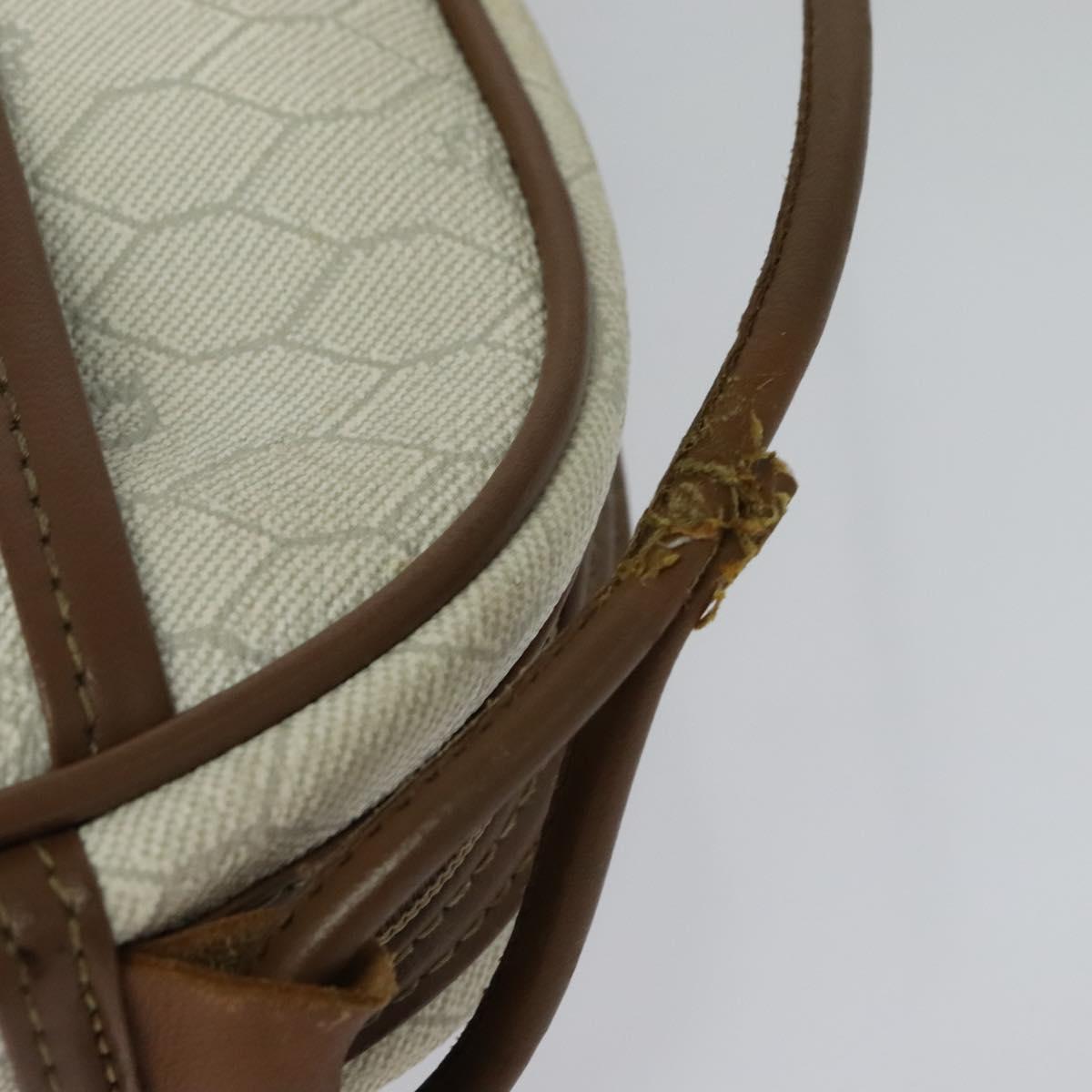 Christian Dior Honeycomb Canvas Shoulder Bag PVC White Auth MX307