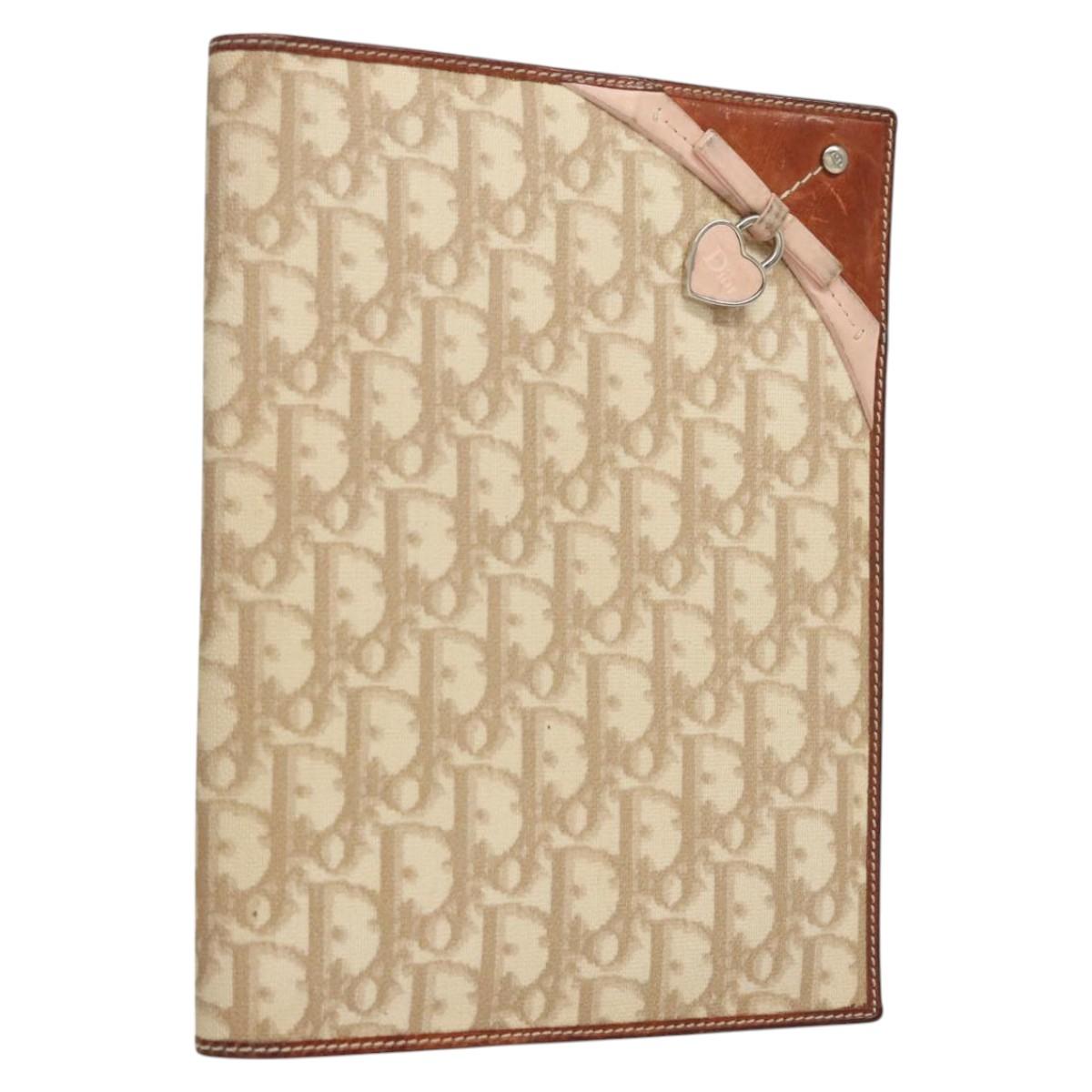 Christian Dior Trotter Canvas Romantic Hand Bag PVC Beige Silver Auth MX322