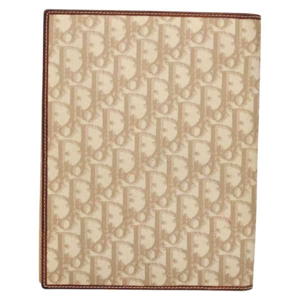 Christian Dior Trotter Canvas Romantic Hand Bag PVC Beige Silver Auth MX322