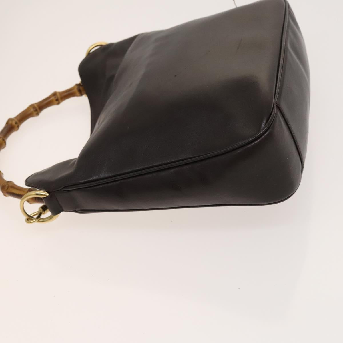 GUCCI Bamboo Shoulder Bag Leather 2way Brown Gold 001 3444 1638 Auth MX324