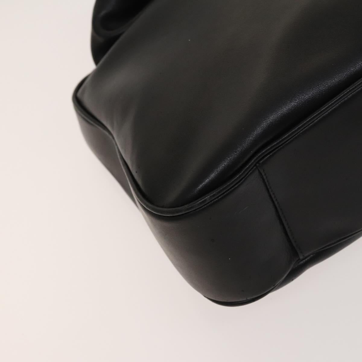 GUCCI Bamboo Shoulder Bag Leather 2way Black Gold 001 1577 Auth MX325