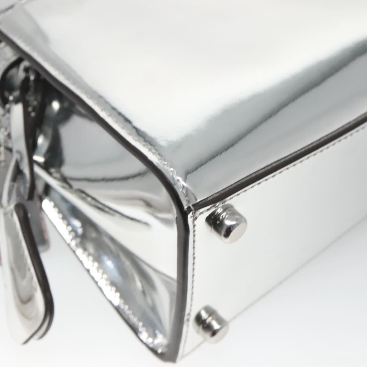 Coach Hand Bag Leather 2way Silver Auth MX335