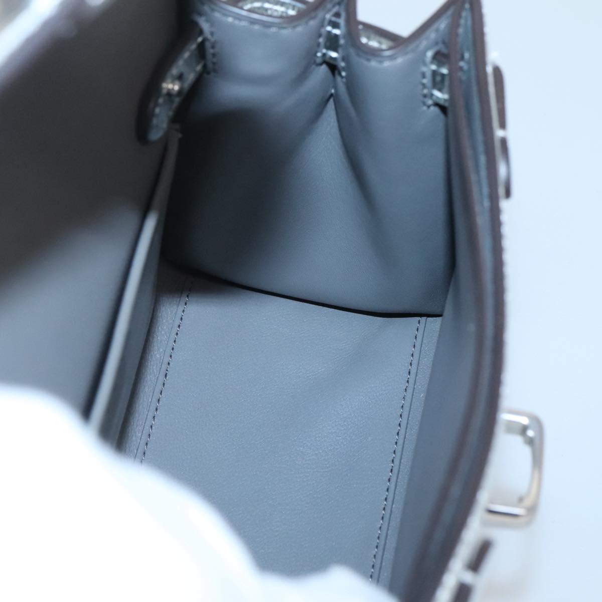 Coach Hand Bag Leather 2way Silver Auth MX335