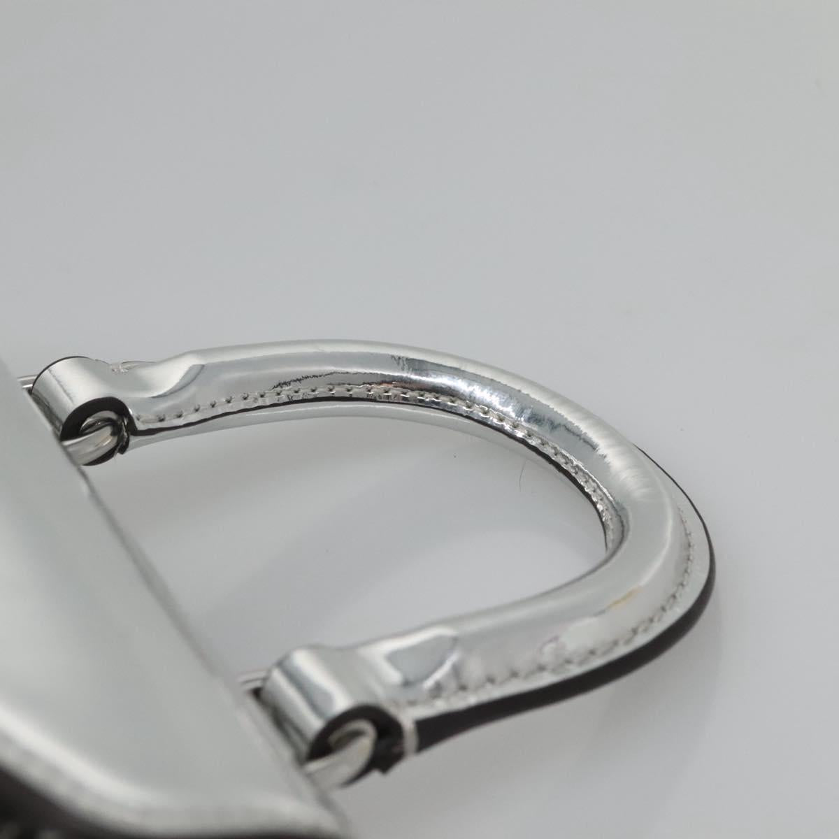 Coach Hand Bag Leather 2way Silver Auth MX335