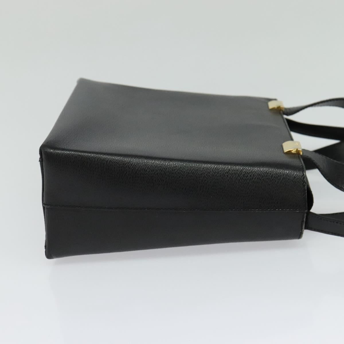 Salvatore Ferragamo Hand Bag Leather 2way Black Gold Auth MX347