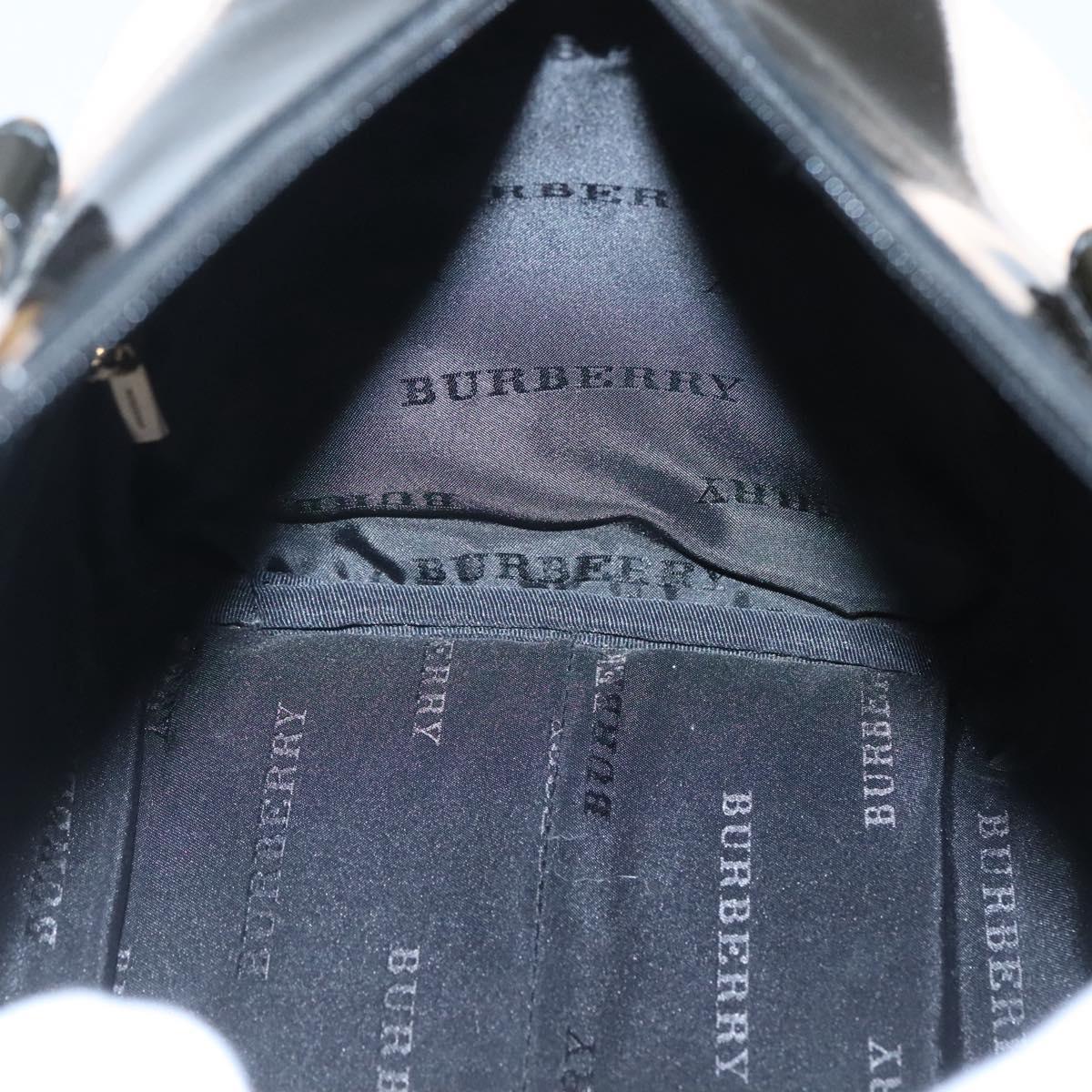 BURBERRY Nova Check Hand Bag Wool Beige Gold Auth MX350