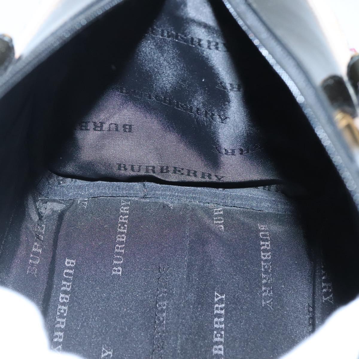 BURBERRY Nova Check Hand Bag Wool Beige Gold Auth MX350