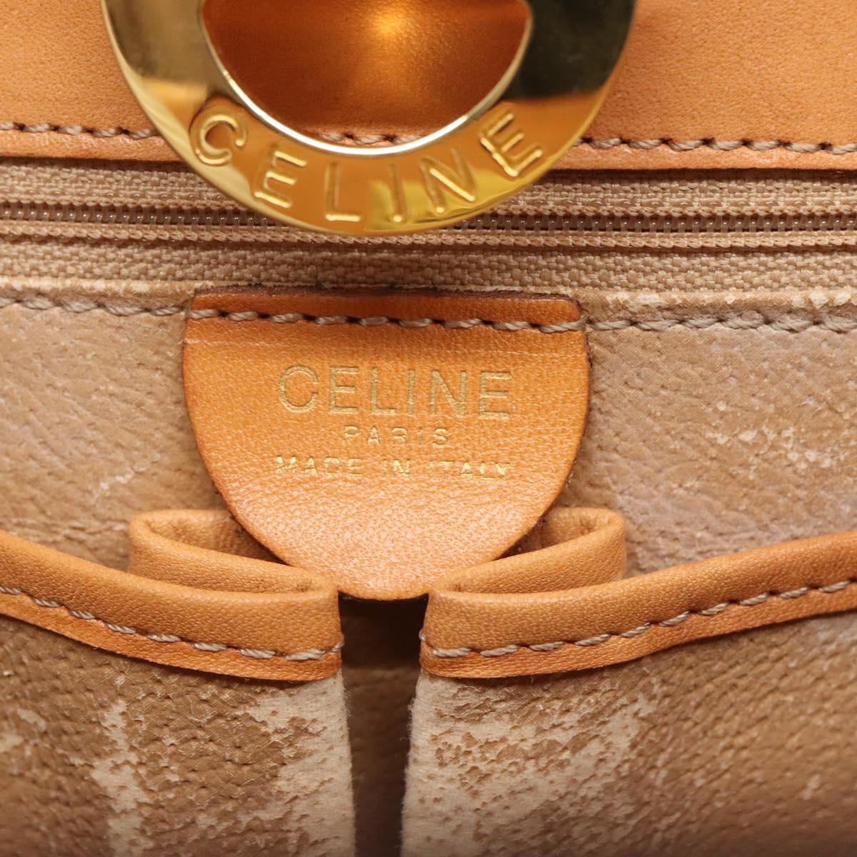 CELINE Macadam Canvas Hand Bag PVC Leather 2way Brown Gold Auth MX358