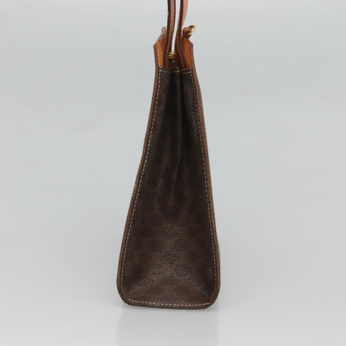 CELINE Macadam Canvas Hand Bag PVC Leather 2way Brown Gold Auth MX358