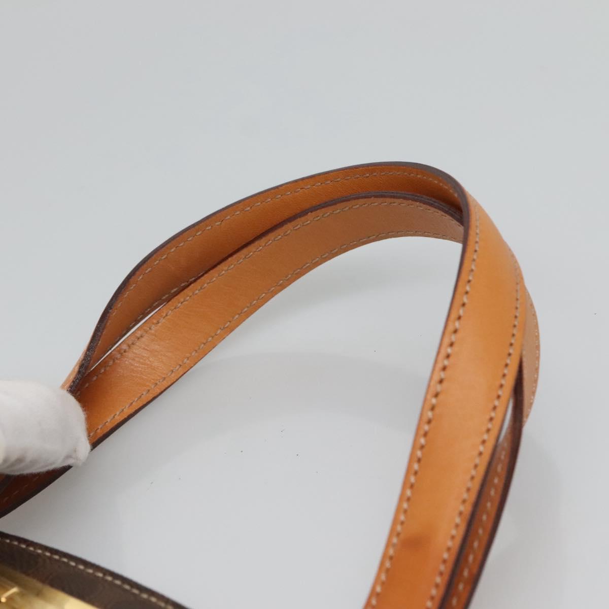 CELINE Macadam Canvas Hand Bag PVC Leather 2way Brown Gold Auth MX358
