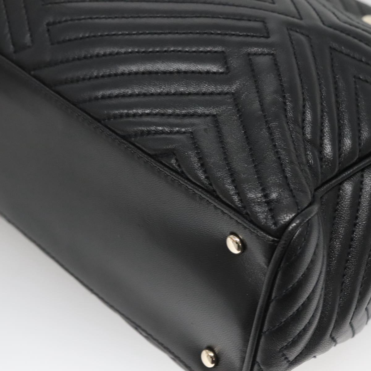 BALLY Hand Bag Leather Black Gold Auth MX364