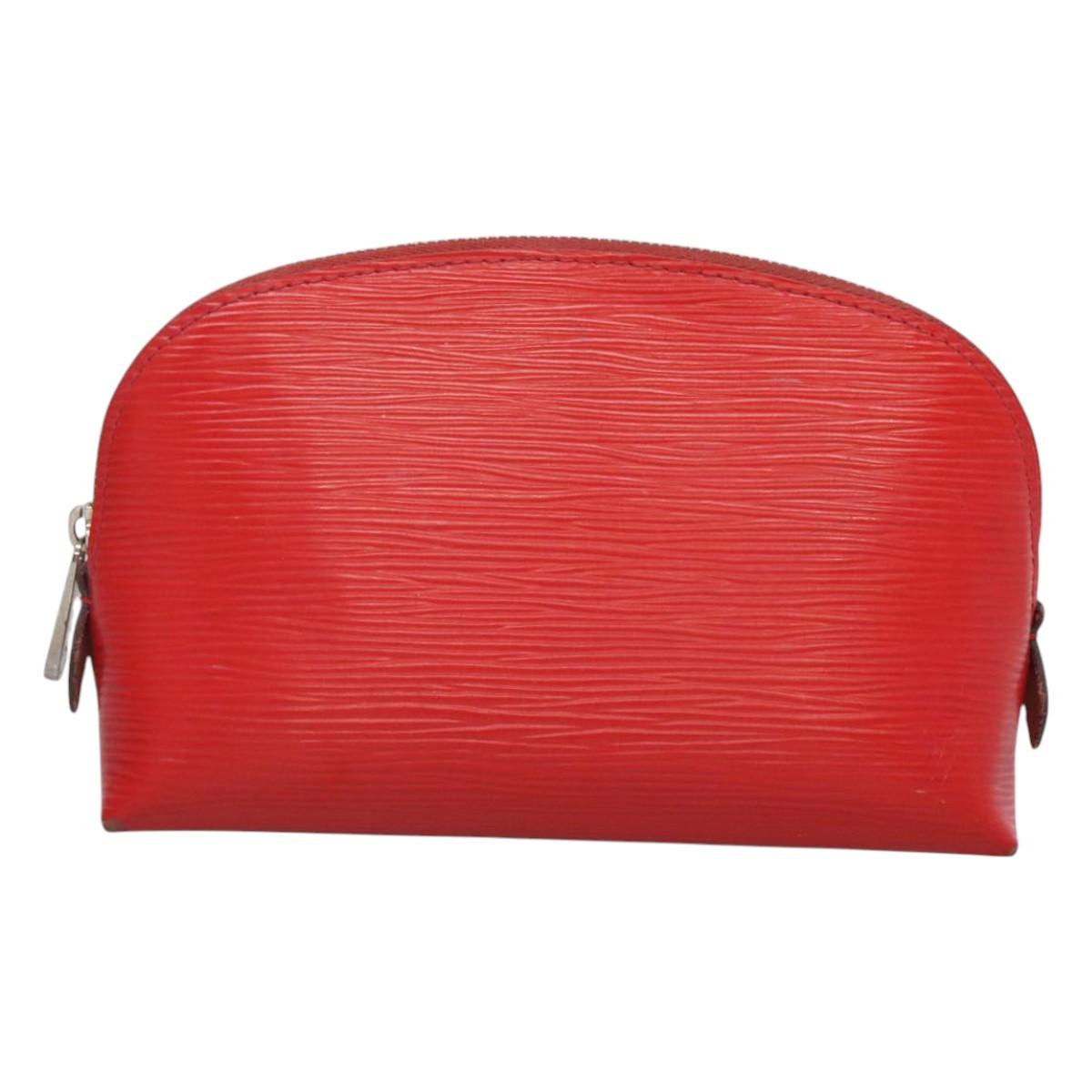 LOUIS VUITTON Epi Pochette Cosmetic PM Pouch Red M41114 LV Auth MX388