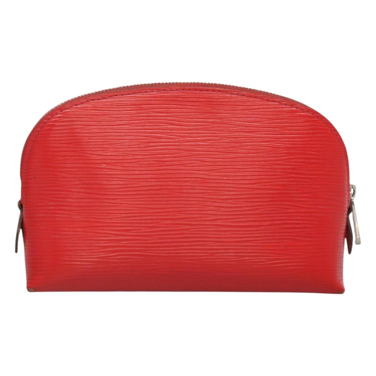LOUIS VUITTON Epi Pochette Cosmetic PM Pouch Red M41114 LV Auth MX388