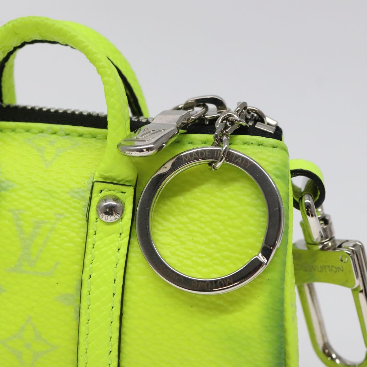 LOUIS VUITTON Taigalama Porte Cles Mini Keepall Charm Yellow M01048 Auth MX390