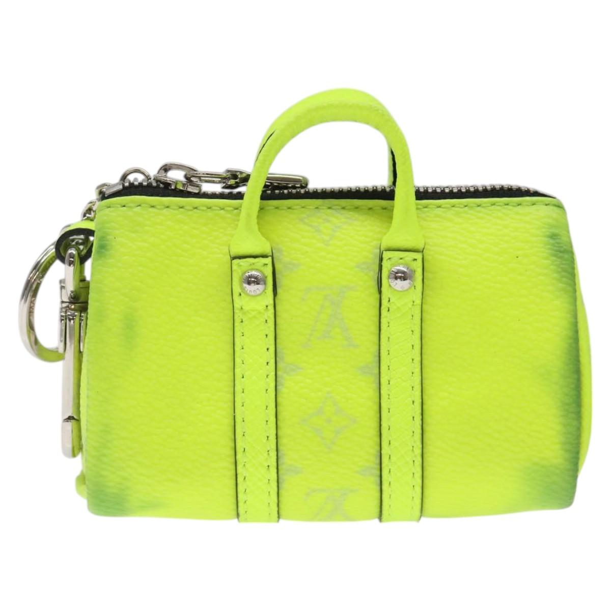 LOUIS VUITTON Taigalama Porte Cles Mini Keepall Charm Yellow M01048 Auth MX390