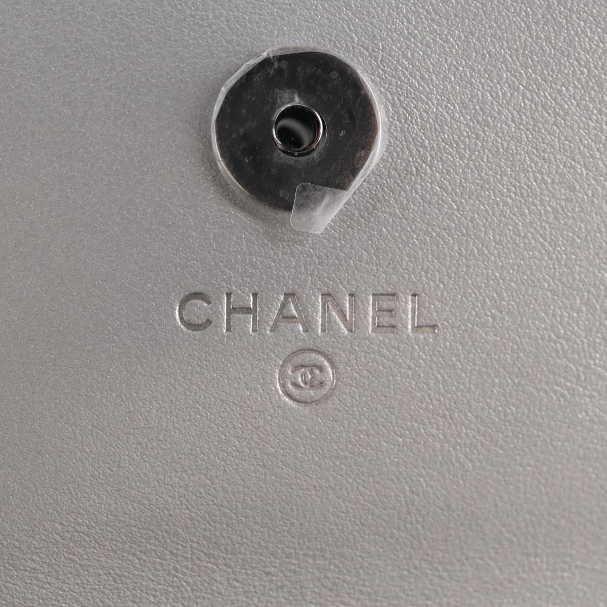 CHANEL Matelasse Chain Shoulder Bag Leather Silver CC Auth MX400AM