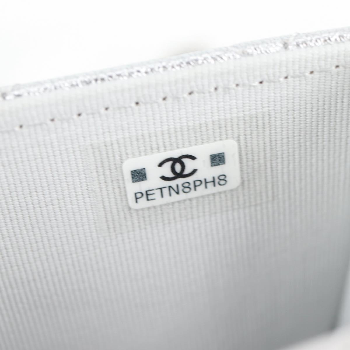 CHANEL Matelasse Chain Shoulder Bag Leather Silver CC Auth MX400AM