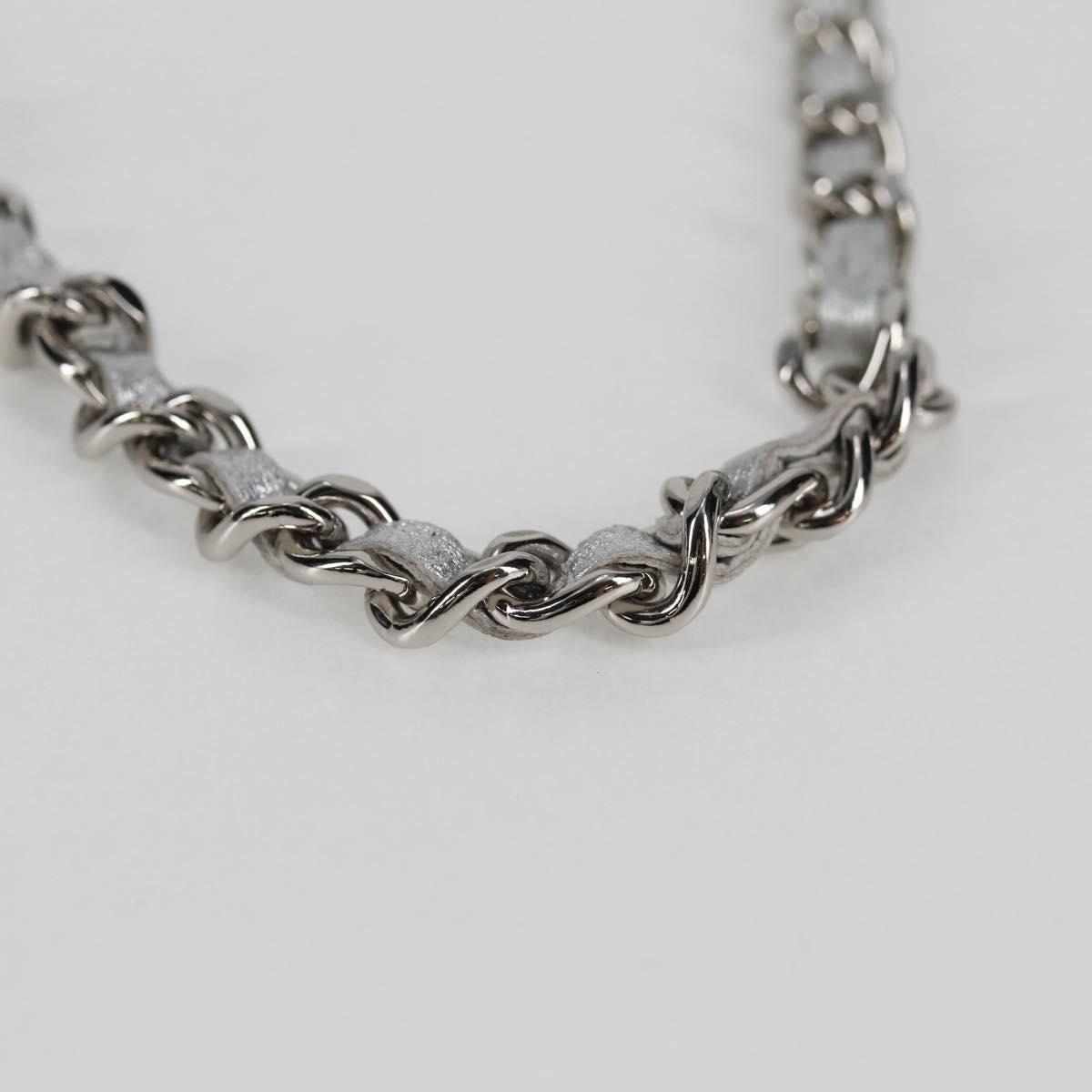 CHANEL Matelasse Chain Shoulder Bag Leather Silver CC Auth MX400AM