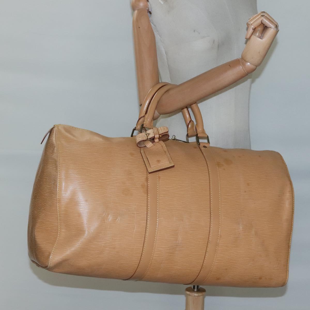 LOUIS VUITTON Epi Keepall 50 Boston Bag Beige M42941 LV Auth MX411