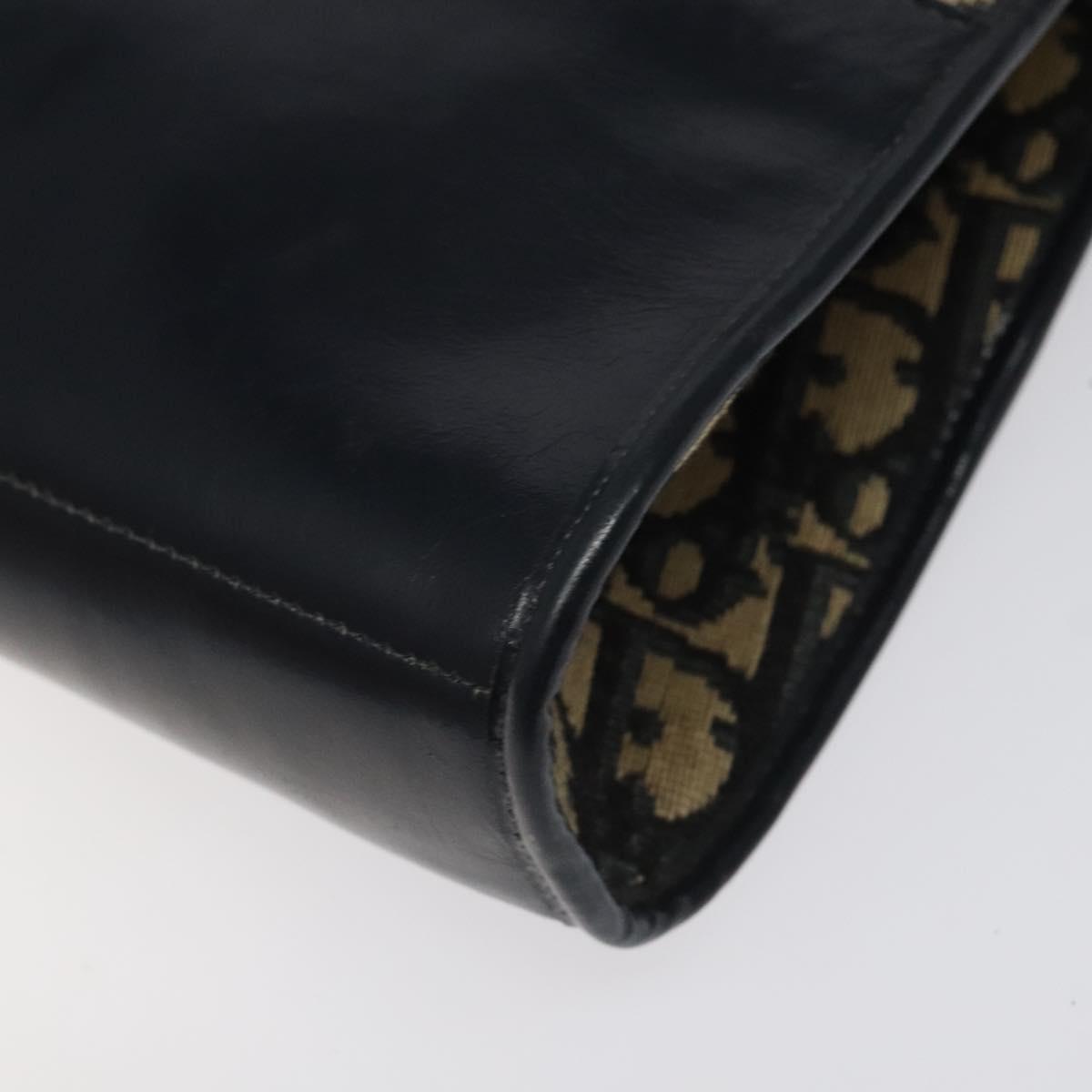 Christian Dior Trotter Canvas Hand Bag Navy Gold Auth MX415