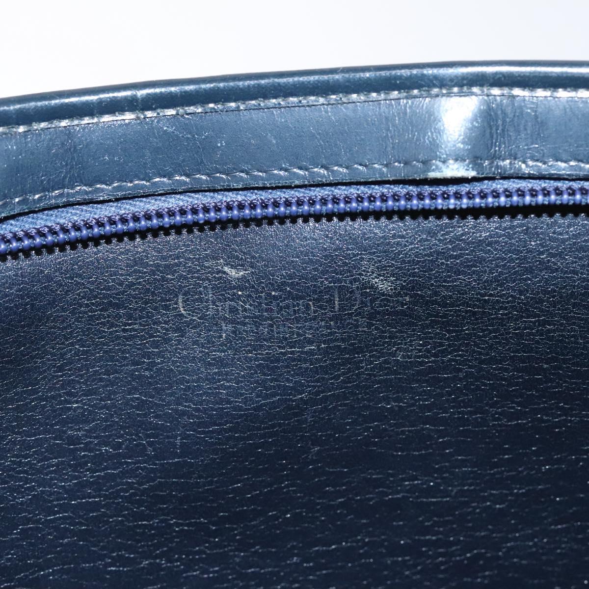 Christian Dior Trotter Canvas Hand Bag Navy Gold Auth MX415