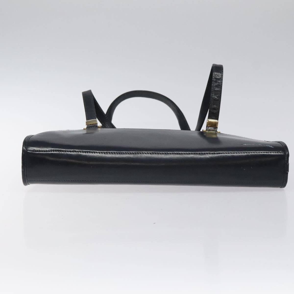 Christian Dior Trotter Canvas Hand Bag Navy Gold Auth MX415