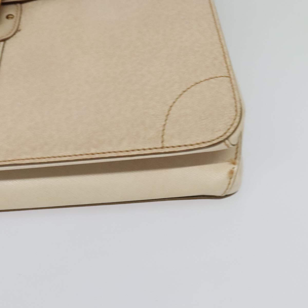 Salvatore Ferragamo Gancini Hand Bag Leather 2way Beige Gold Auth MX417