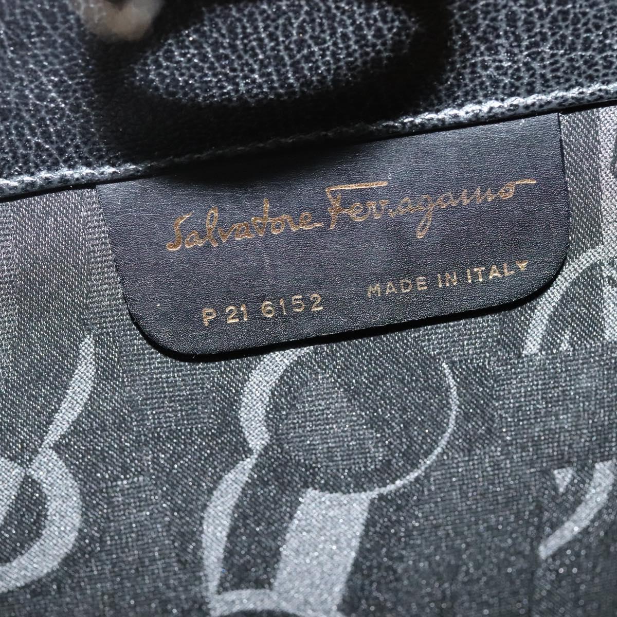 Salvatore Ferragamo Gancini Shoulder Bag Leather Black Gold Auth MX418