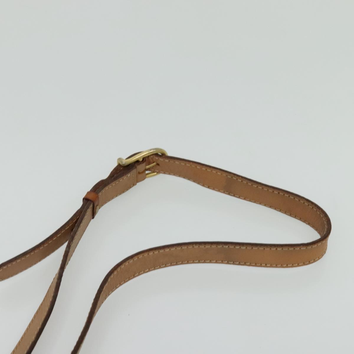 CELINE Macadam Canvas Circle Shoulder Bag PVC Leather Brown Gold Auth MX424