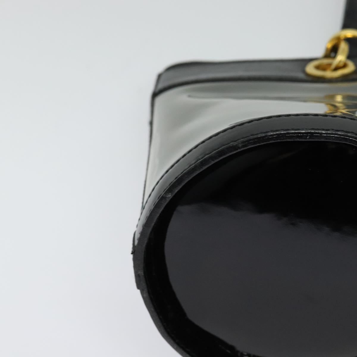 Salvatore Ferragamo Gancini Shoulder Bag Leather Vinyl Black Gold Auth MX425