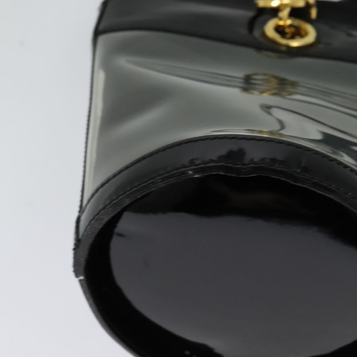 Salvatore Ferragamo Gancini Shoulder Bag Leather Vinyl Black Gold Auth MX425