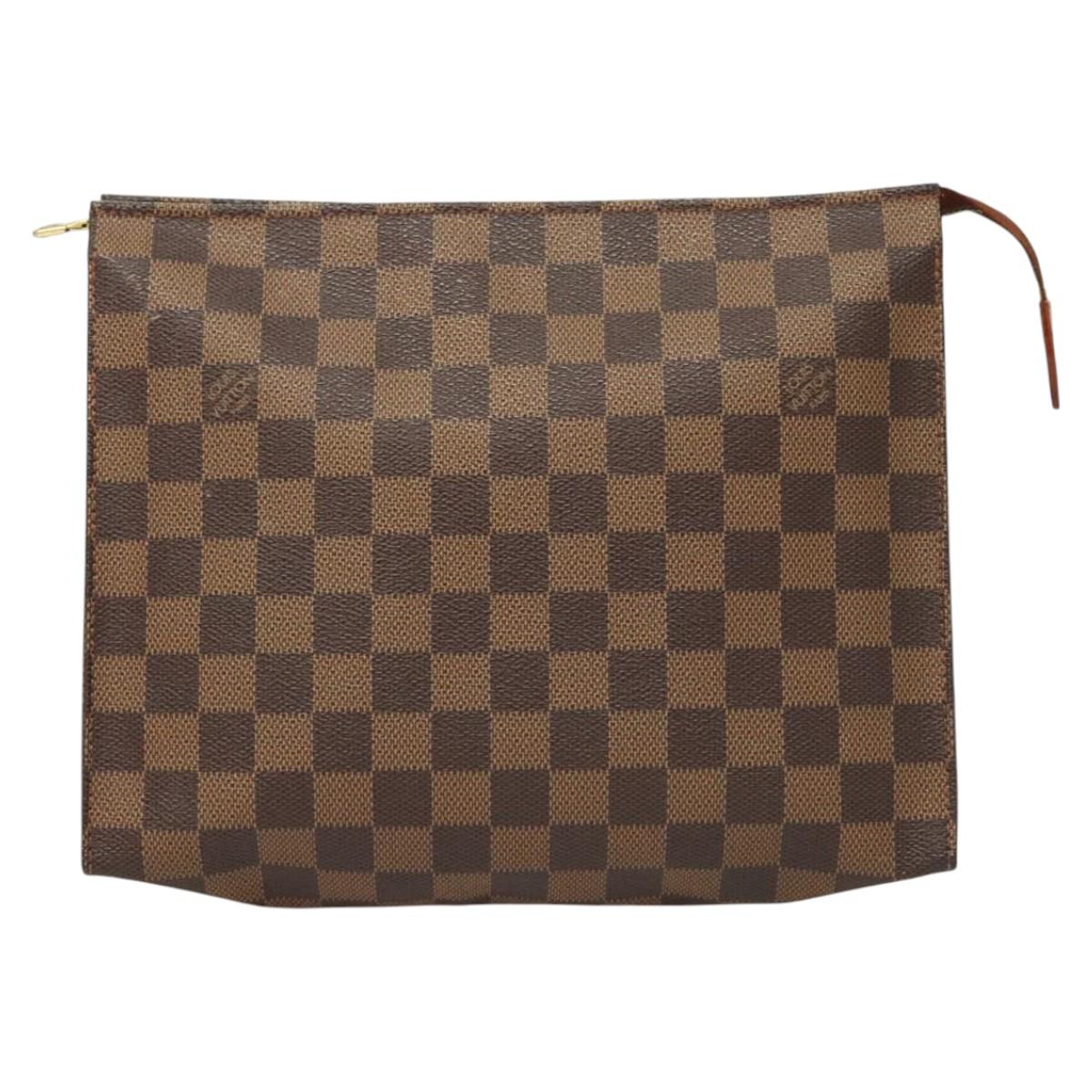 LOUIS VUITTON Damier Ebene Poche Toilette 26 Pouch N47543 LV Auth MX437