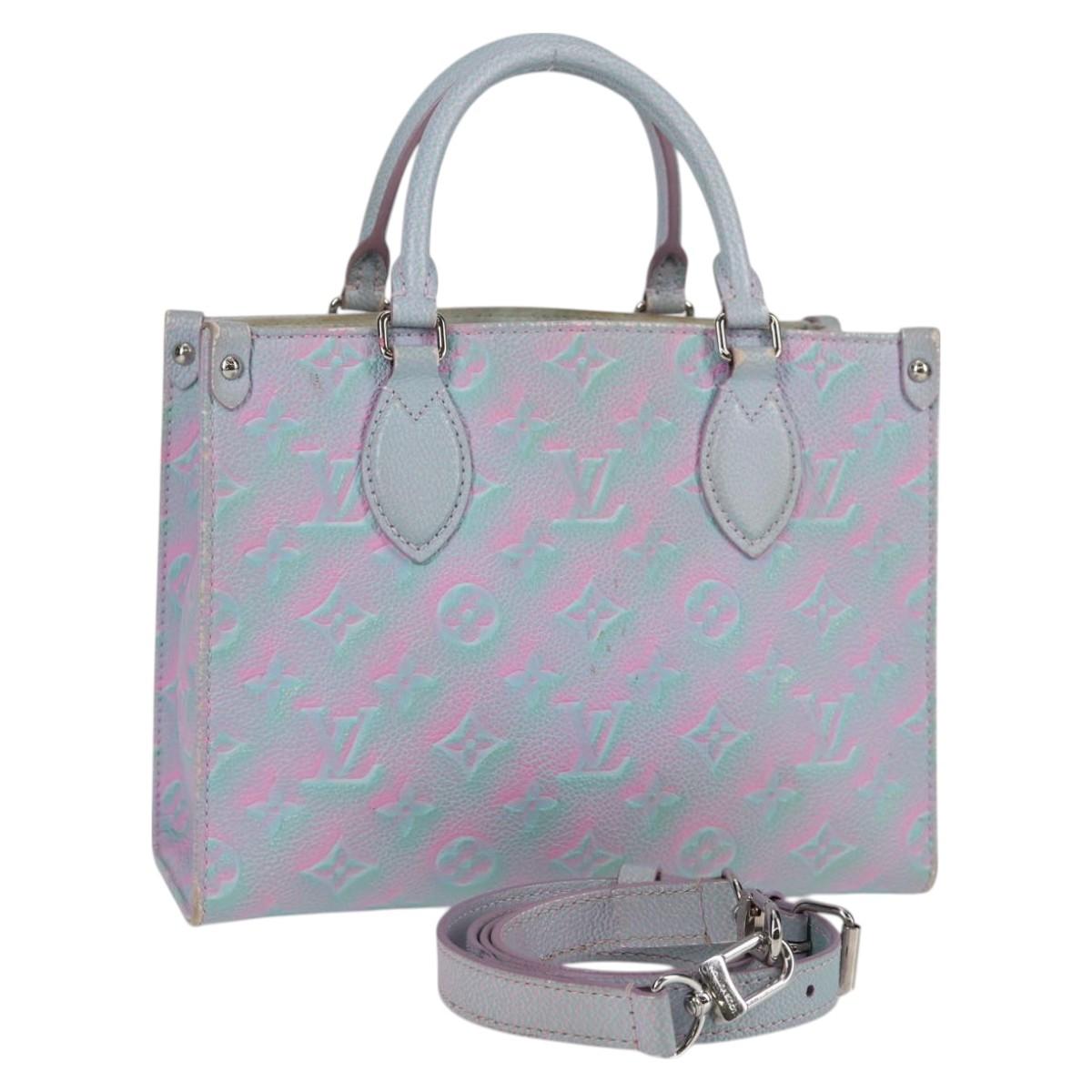 LOUIS VUITTON Monogram Empreinte On The Go PM Bag 2way Blue M46067 Auth MX449M