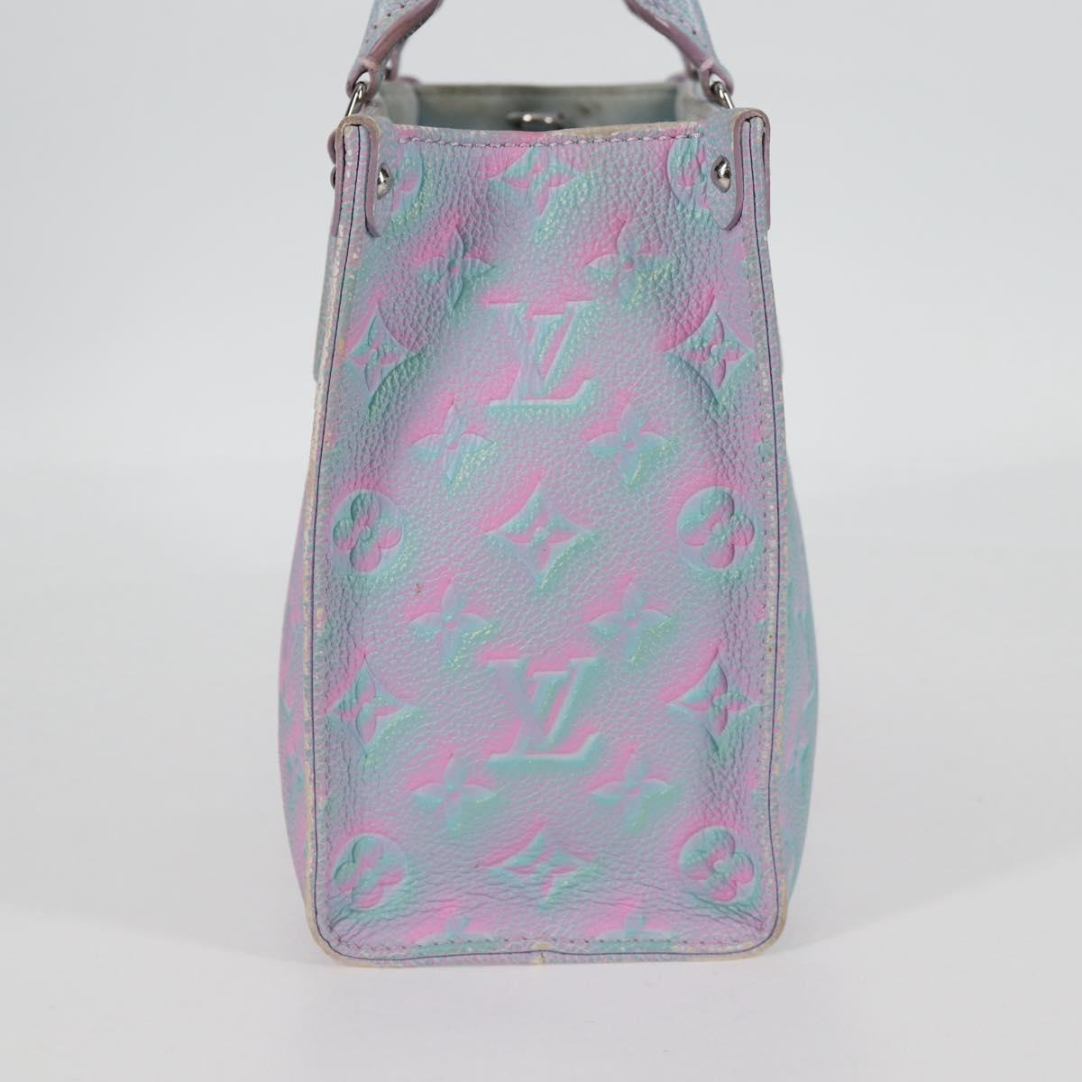 LOUIS VUITTON Monogram Empreinte On The Go PM Bag 2way Blue M46067 Auth MX449M