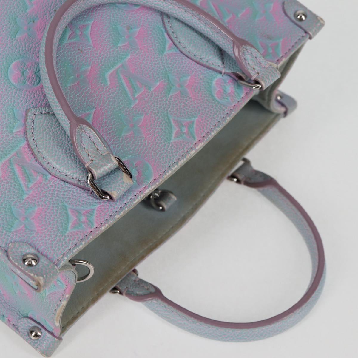 LOUIS VUITTON Monogram Empreinte On The Go PM Bag 2way Blue M46067 Auth MX449M