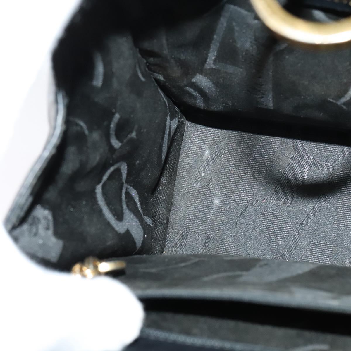 Salvatore Ferragamo Gancini Chain Shoulder Bag Leather Black Gold Auth MX455