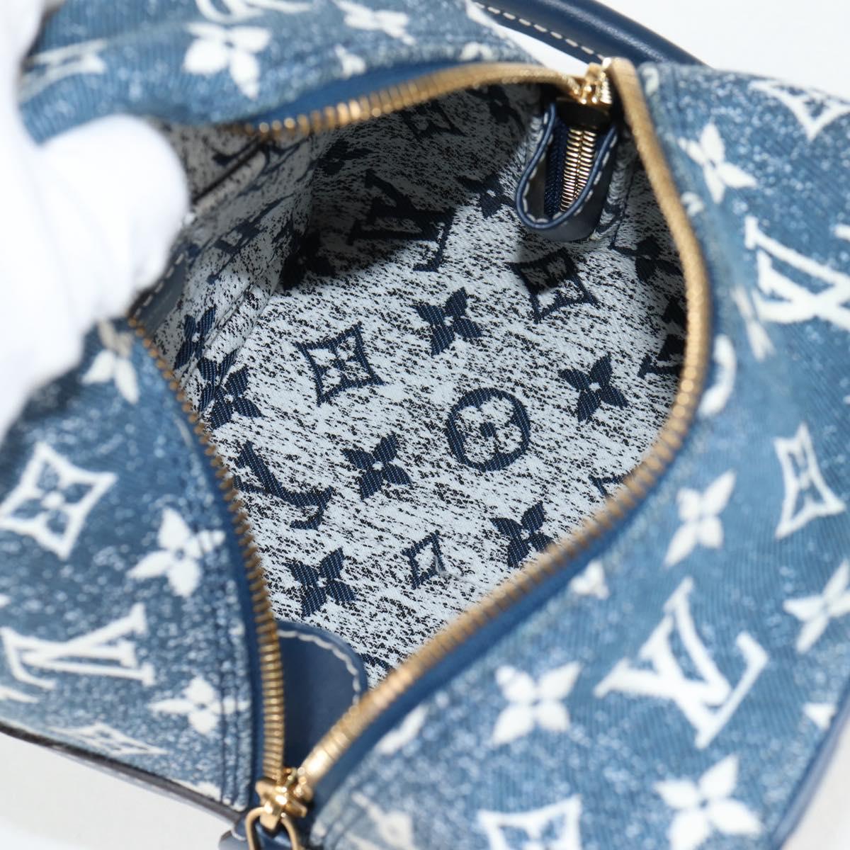 LOUIS VUITTON Monogram Denim Square bag Hand Bag Blue LV Auth MX471M